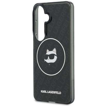 Θήκη MagSafe για Samsung Galaxy S26 S942, Karl Lagerfeld, IML Choupette Head on KL Repeated Logo, Μαύρη