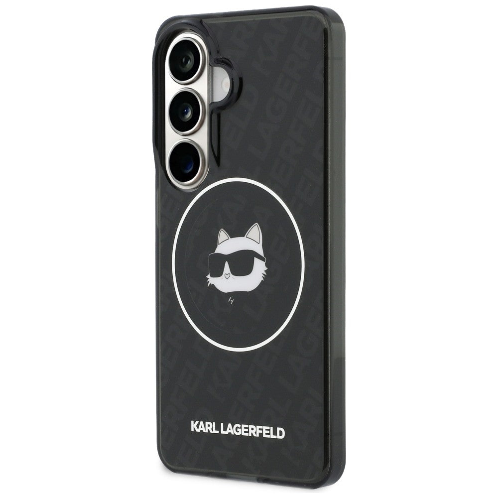 Θήκη MagSafe για Samsung Galaxy S26 S942, Karl Lagerfeld, IML Choupette Head on KL Repeated Logo, Μαύρη