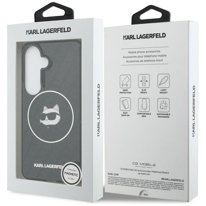 Θήκη MagSafe για Samsung Galaxy S26 S942, Karl Lagerfeld, IML Choupette Head on KL Repeated Logo, Μαύρη