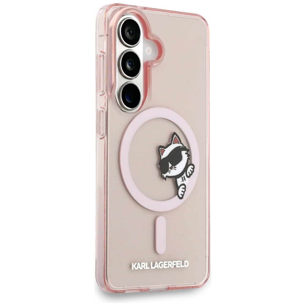 Θήκη MagSafe για Samsung Galaxy S26 S942, Karl Lagerfeld, IML Choupette Peekaboo Logo, Ροζ
