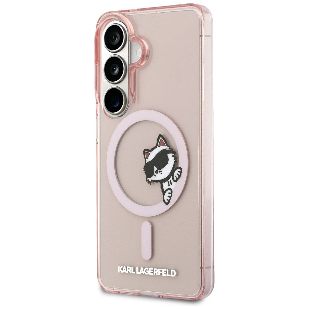 Θήκη MagSafe για Samsung Galaxy S26 S942, Karl Lagerfeld, IML Choupette Peekaboo Logo, Ροζ