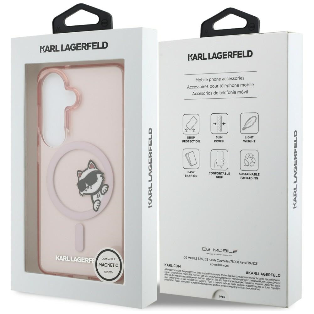 Θήκη MagSafe για Samsung Galaxy S26 S942, Karl Lagerfeld, IML Choupette Peekaboo Logo, Ροζ
