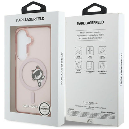 Θήκη MagSafe για Samsung Galaxy S26 S942, Karl Lagerfeld, IML Choupette Peekaboo Logo, Ροζ