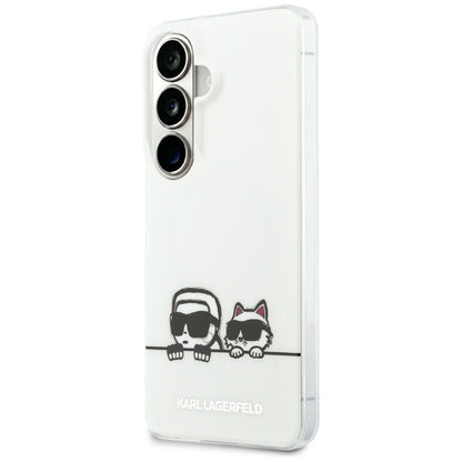 Θήκη MagSafe για Samsung Galaxy S26 S942, Karl Lagerfeld, IML Karl & Choupette Peekaboo Logo, Λευκή