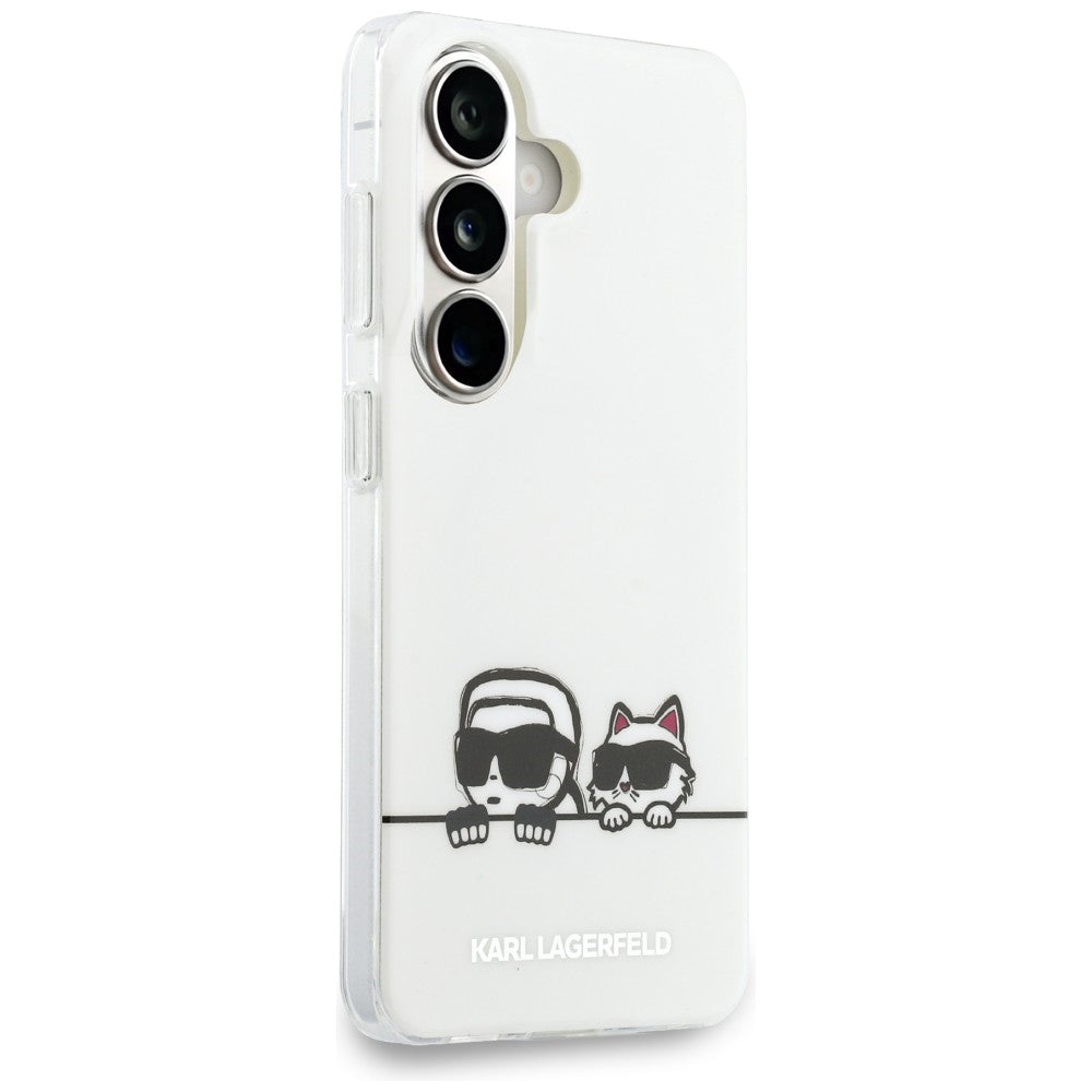 Θήκη MagSafe για Samsung Galaxy S26 S942, Karl Lagerfeld, IML Karl & Choupette Peekaboo Logo, Λευκή