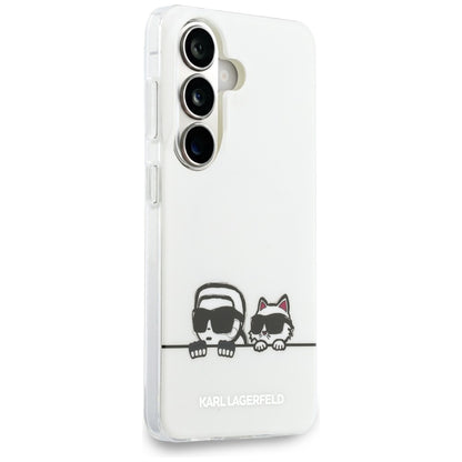 Θήκη MagSafe για Samsung Galaxy S26 S942, Karl Lagerfeld, IML Karl & Choupette Peekaboo Logo, Λευκή