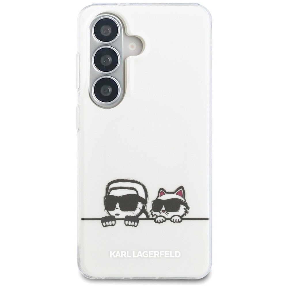 Θήκη MagSafe για Samsung Galaxy S26 S942, Karl Lagerfeld, IML Karl & Choupette Peekaboo Logo, Λευκή