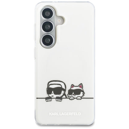Θήκη MagSafe για Samsung Galaxy S26 S942, Karl Lagerfeld, IML Karl & Choupette Peekaboo Logo, Λευκή