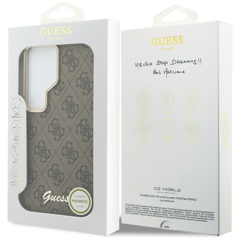 Θήκη MagSafe για Samsung Galaxy S26 Ultra S948, Guess, 4G Script Logo, Καφέ