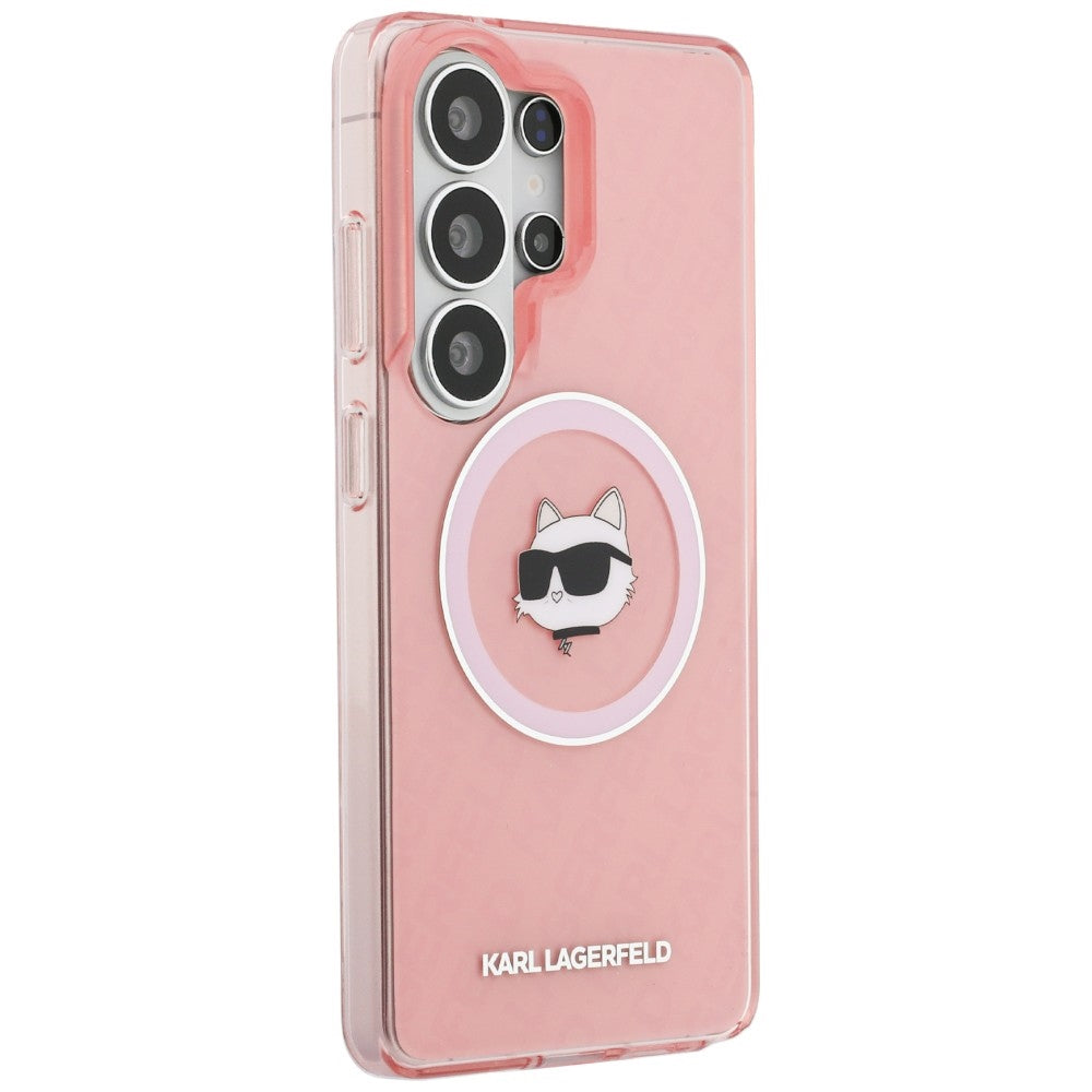 Θήκη MagSafe για Samsung Galaxy S26 Ultra S948, Karl Lagerfeld, IML Choupette Head on KL Repeated Logo, Ροζ