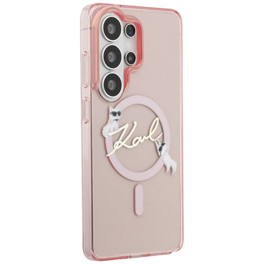 Θήκη MagSafe για Samsung Galaxy S26 Ultra S948, Karl Lagerfeld, IML Choupette Karl Script Logo, Ροζ