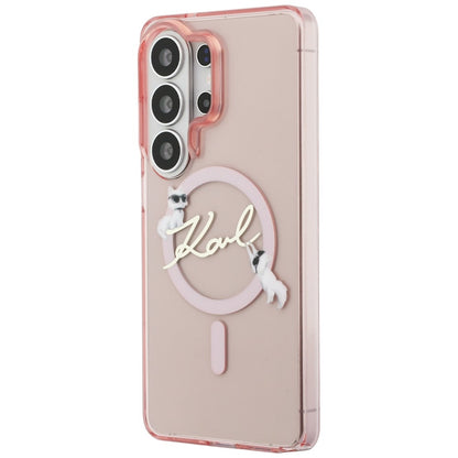 Θήκη MagSafe για Samsung Galaxy S26 Ultra S948, Karl Lagerfeld, IML Choupette Karl Script Logo, Ροζ