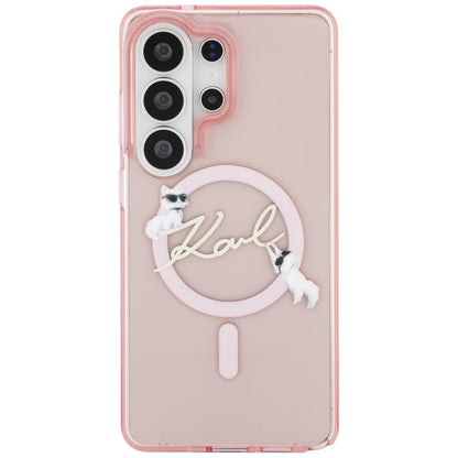 Θήκη MagSafe για Samsung Galaxy S26 Ultra S948, Karl Lagerfeld, IML Choupette Karl Script Logo, Ροζ