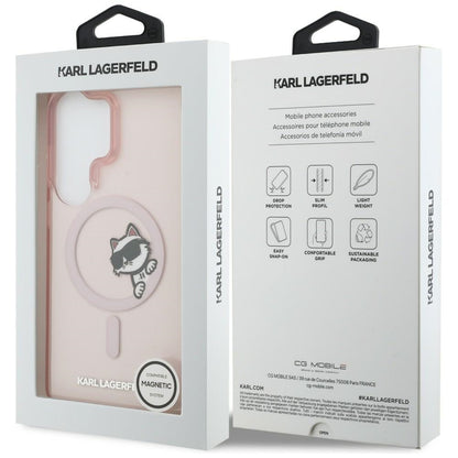 Θήκη MagSafe για Samsung Galaxy S26 Ultra S948, Karl Lagerfeld, IML Choupette Peekaboo Logo, Ροζ