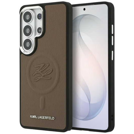 Θήκη MagSafe για Samsung Galaxy S26 Ultra S948, Karl Lagerfeld, Initial Logo Debossed, Καφέ