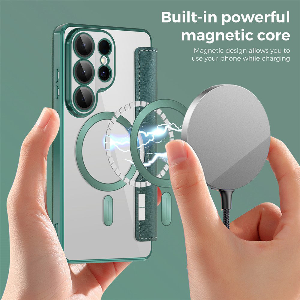 Θήκη MagSafe για Samsung Galaxy S26 Ultra, Techsuit, SmartMag Book, Πράσινη