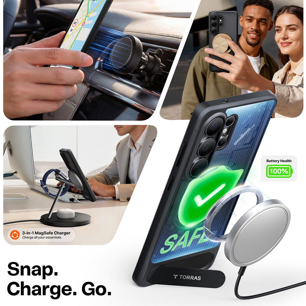 Θήκη MagSafe για Samsung Galaxy S26 Ultra, Torras, Pstand, Μαύρη