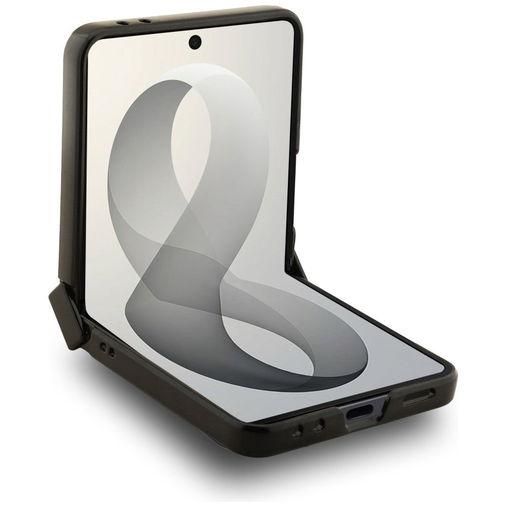 Θήκη MagSafe για Samsung Galaxy Z Flip8 F776, Guess, Ring Stand Grained Classic Logo, Μπεζ