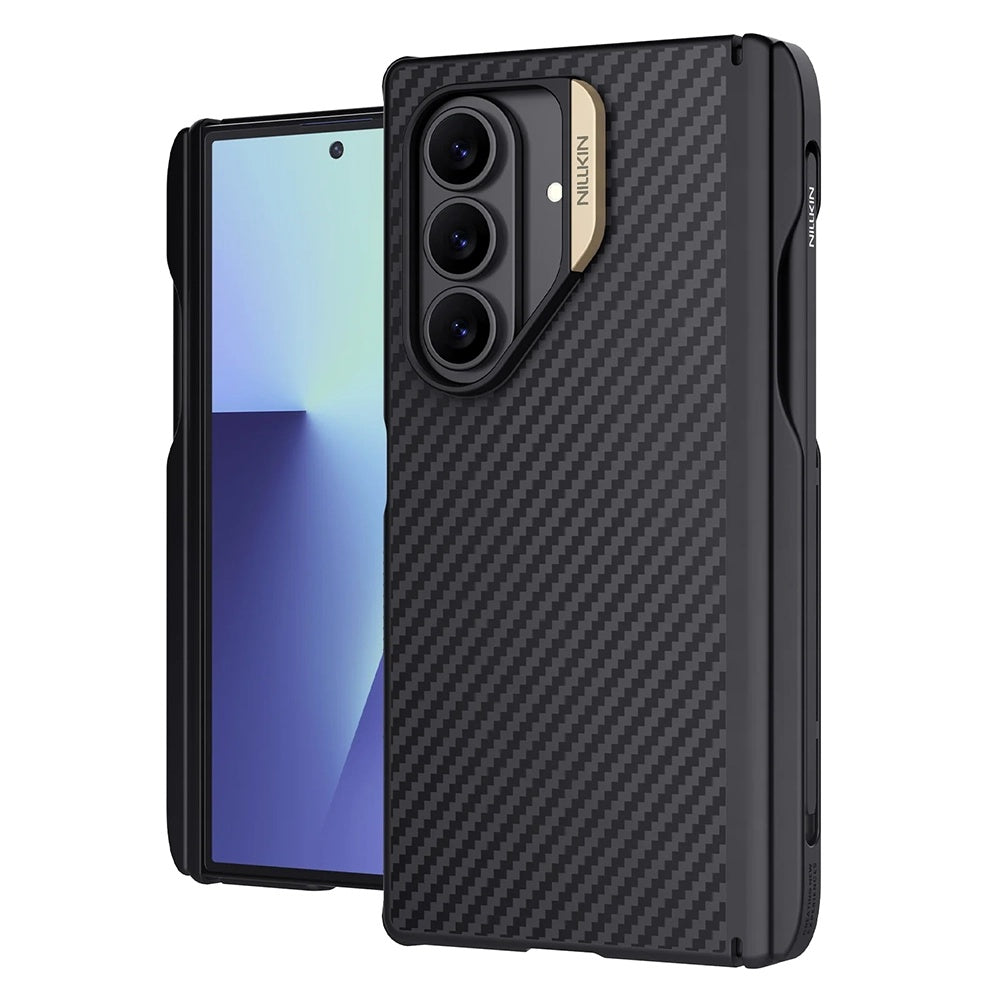 Θήκη MagSafe για Samsung Galaxy Z Fold7 F966, Nillkin, Synthetic Fiber Pro με θήκη για S-Pen, Μαύρο Χρυσό