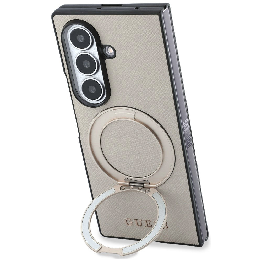 Θήκη MagSafe για Samsung Galaxy Z Fold8 Ultra F976, Guess, Ring Stand Grained Classic Logo, Μπεζ