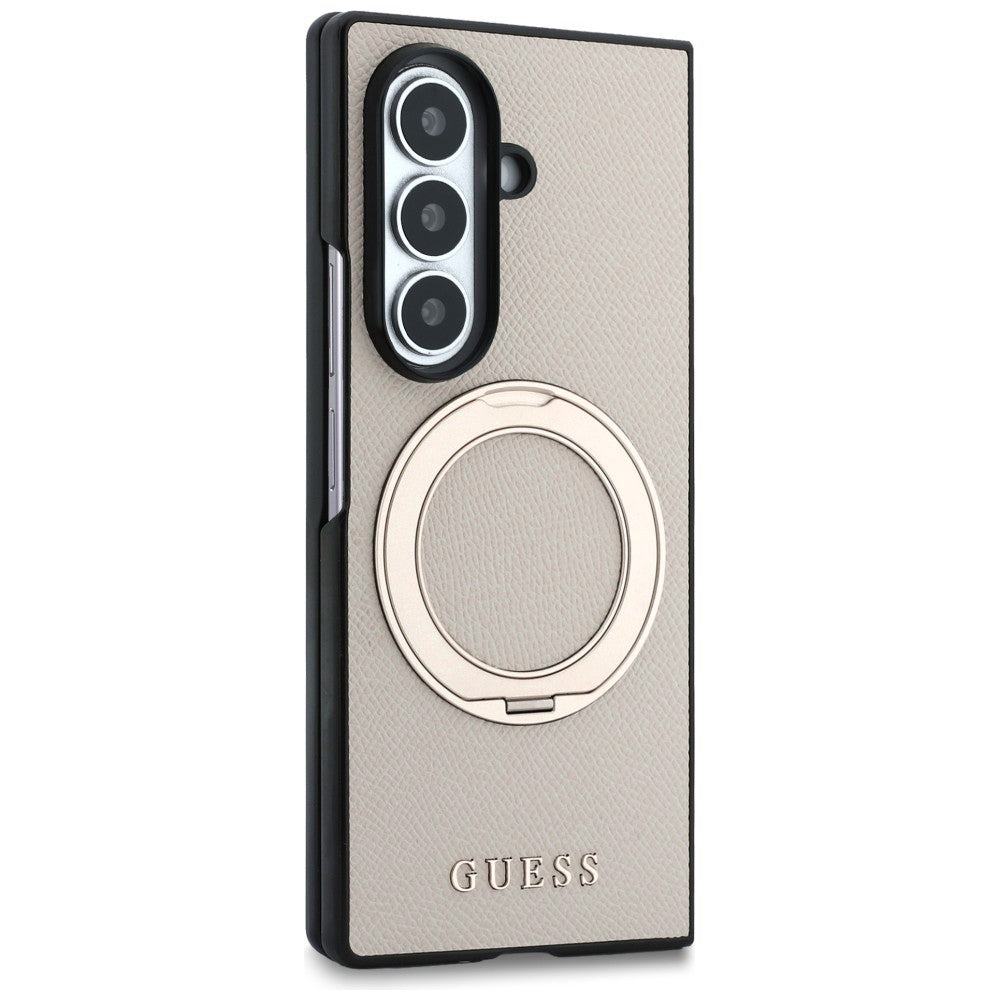 Θήκη MagSafe για Samsung Galaxy Z Fold8 Ultra F976, Guess, Ring Stand Grained Classic Logo, Μπεζ