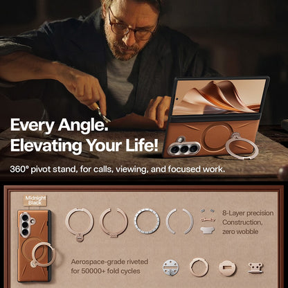 Θήκη MagSafe για Samsung Galaxy Z Fold8 Ultra F976, Torras, QPRO Leather, Καφέ