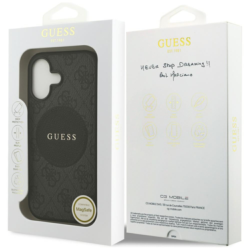 Θήκη MagSafe για Apple iPhone 17, Guess, 4G Circle Classic Logo, Μαύρη