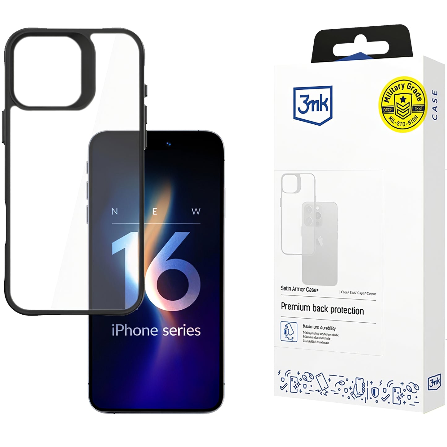 Θήκη για Apple iPhone 16 Pro, 3MK, θήκη Satin Armour Case+, Διαφανής 