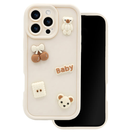 Θήκη για Apple iPhone 16 Pro Max, OEM, Ultra Trendy 3D Bear, Μπεζ