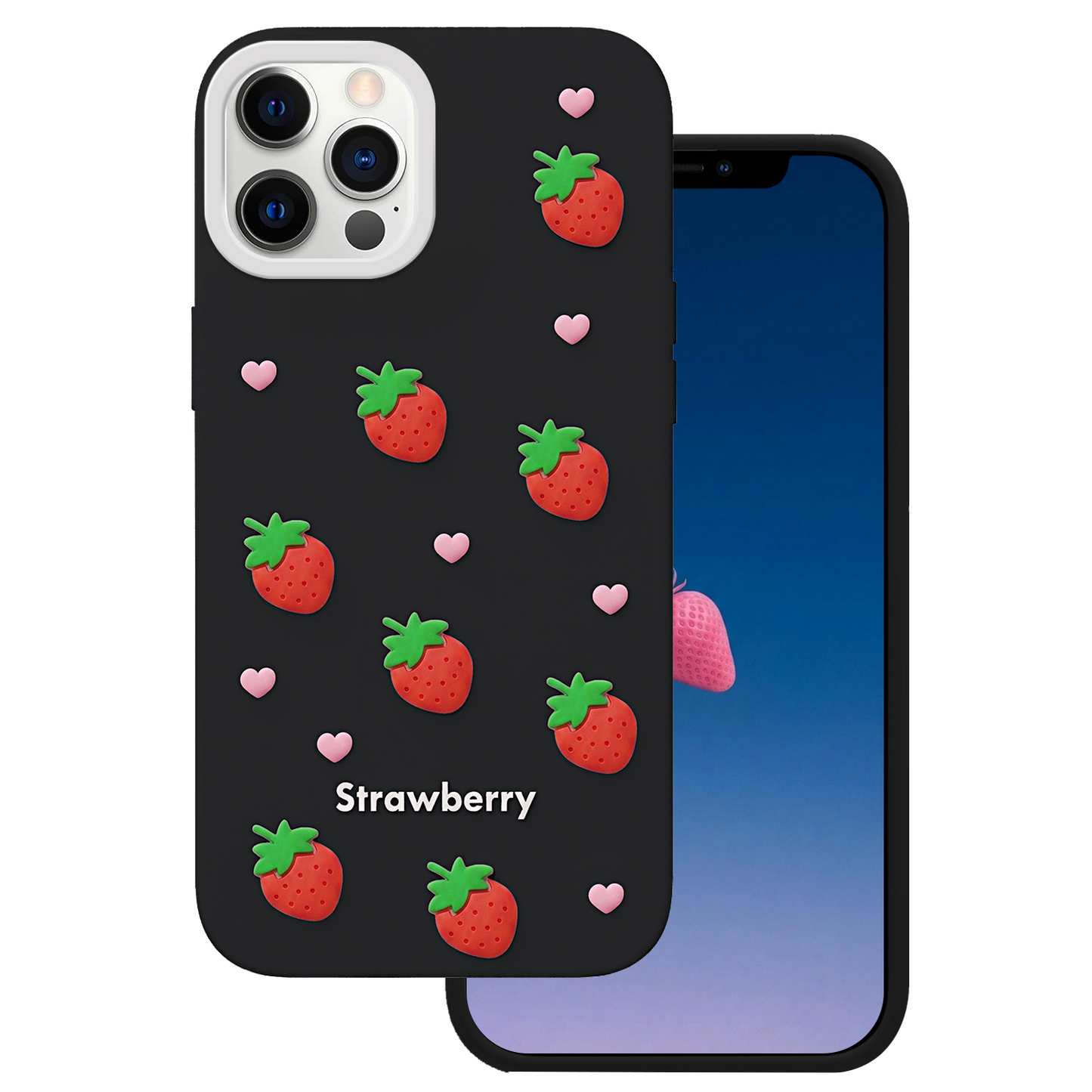 Θήκη για Apple iPhone 17 / 16, OEM, Strawberry, Μαύρη