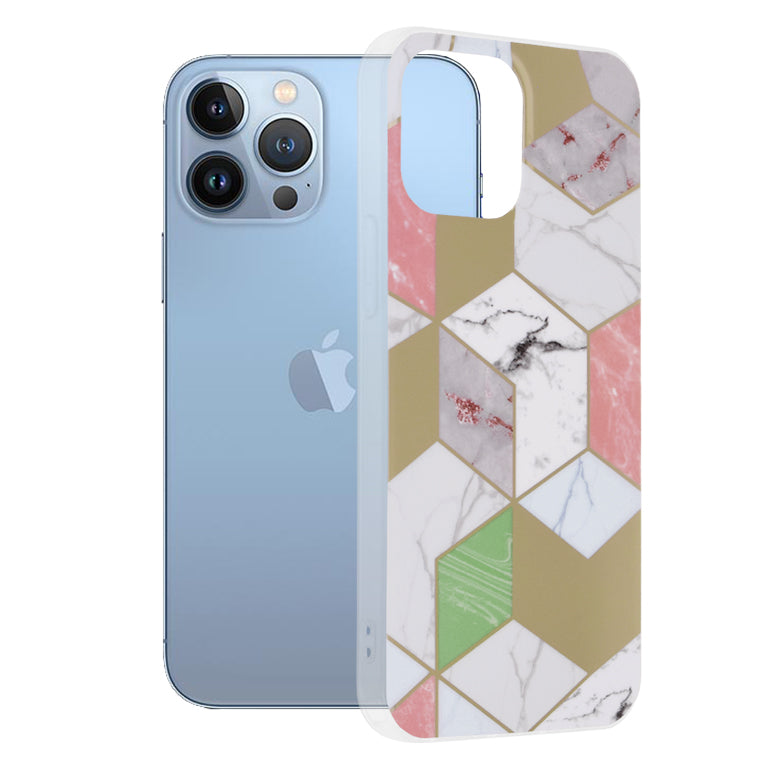 Θήκη για Apple iPhone 13 Pro Max, Techsuit, Marble, Μωβ