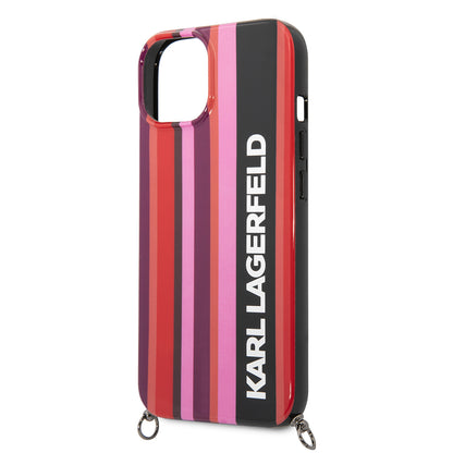 Θήκη για Apple iPhone 14, Karl Lagerfeld, Color Stripes with Strap, Ροζ