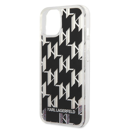 Θήκη για Apple iPhone 14, Karl Lagerfeld, Liquid Glitter Monogram, Μαύρη