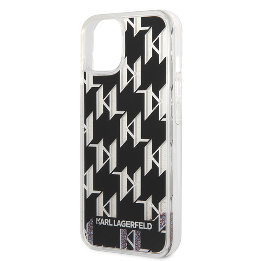 Θήκη για Apple iPhone 14, Karl Lagerfeld, Liquid Glitter Monogram, Μαύρη