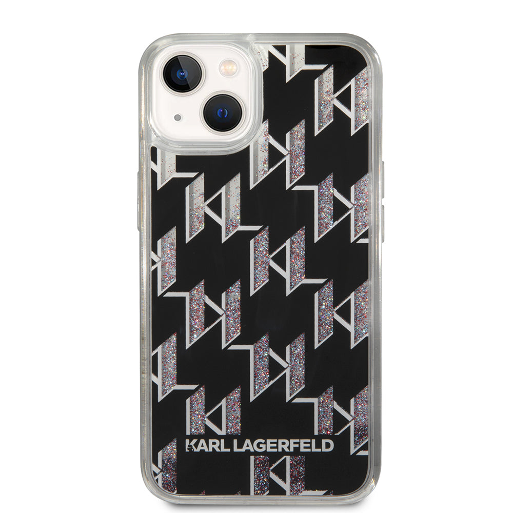 Θήκη για Apple iPhone 14, Karl Lagerfeld, Liquid Glitter Monogram, Μαύρη