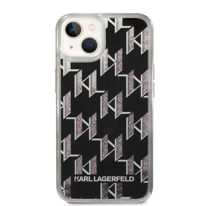 Θήκη για Apple iPhone 14, Karl Lagerfeld, Liquid Glitter Monogram, Μαύρη
