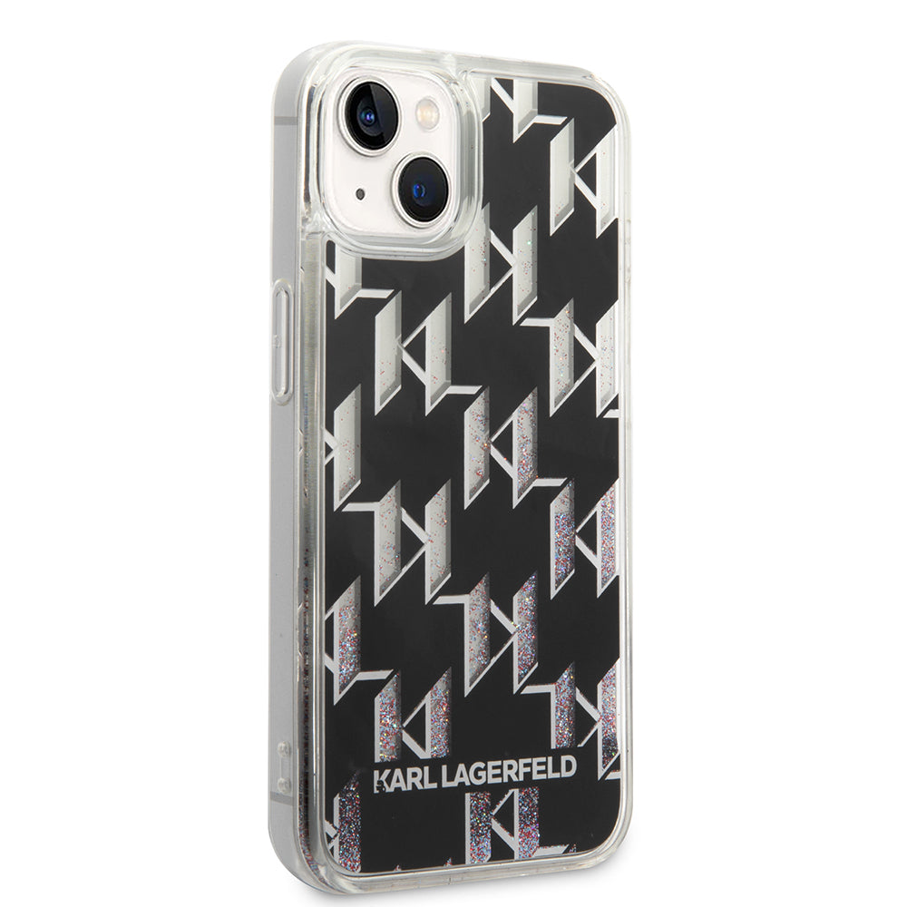 Θήκη για Apple iPhone 14, Karl Lagerfeld, Liquid Glitter Monogram, Μαύρη