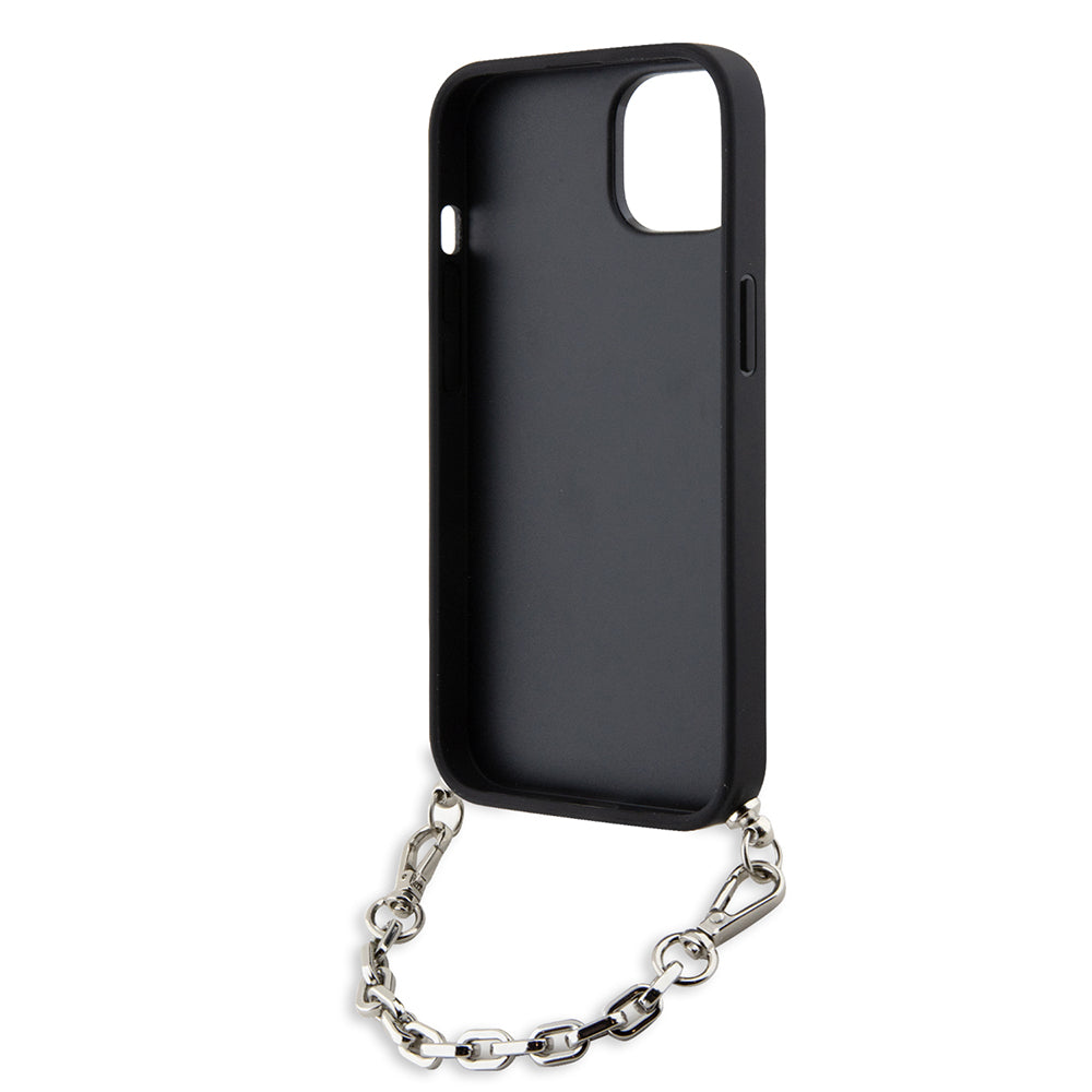 Θήκη για Apple iPhone 14, Karl Lagerfeld, Saffiano Monogram Chain, Ασημί