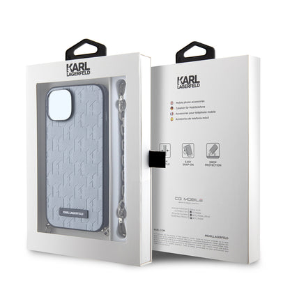 Θήκη για Apple iPhone 14, Karl Lagerfeld, Saffiano Monogram Chain, Ασημί