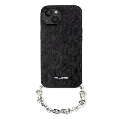 Θήκη για Apple iPhone 14, Karl Lagerfeld, Saffiano Monogram Chain, Μαύρη
