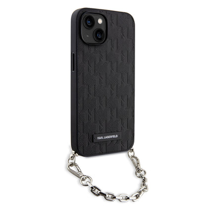 Θήκη για Apple iPhone 14, Karl Lagerfeld, Saffiano Monogram Chain, Μαύρη