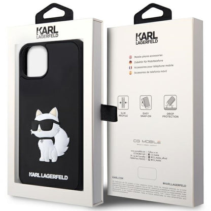 Case for Apple iPhone 14 Plus, Karl Lagerfeld, 3D Rubber Choupette, Black