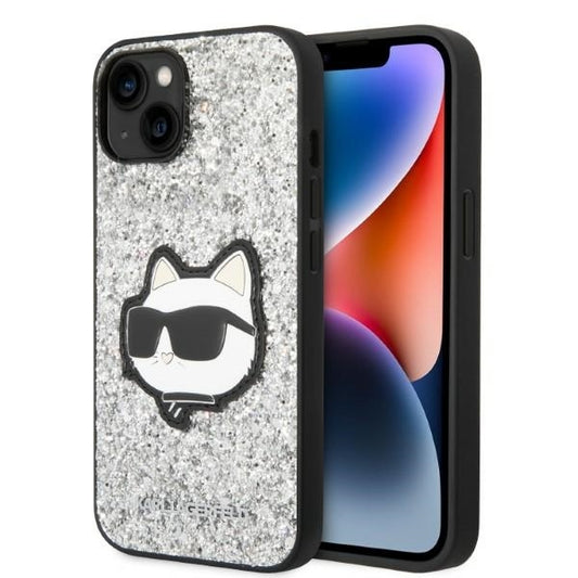 Θήκη για Apple iPhone 14 Plus, Karl Lagerfeld, Glitter Choupette Patch, Ασημί
