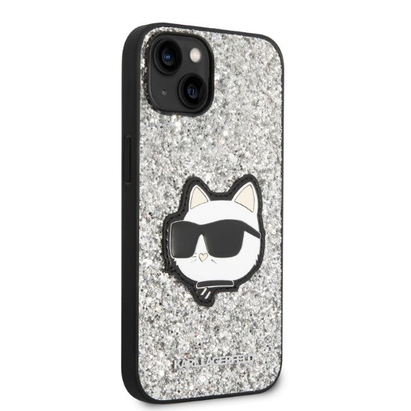 Case for Apple iPhone 14 Plus, Karl Lagerfeld, Glitter Choupette Patch, Silver