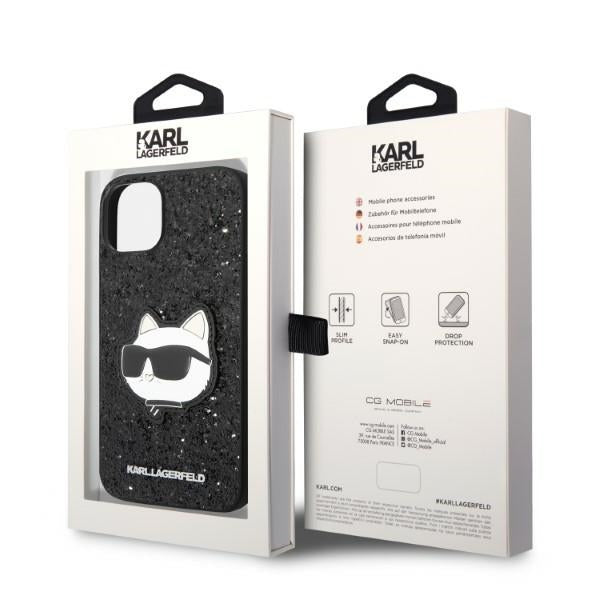 Θήκη για Apple iPhone 14 Plus, Karl Lagerfeld, Glitter Choupette Patch, Μαύρη