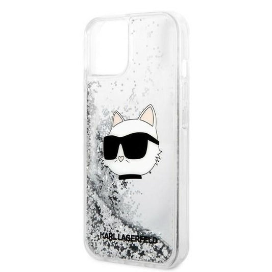 Θήκη για Apple iPhone 14 Plus, Karl Lagerfeld, Glitter Choupette's Head, Ασημί