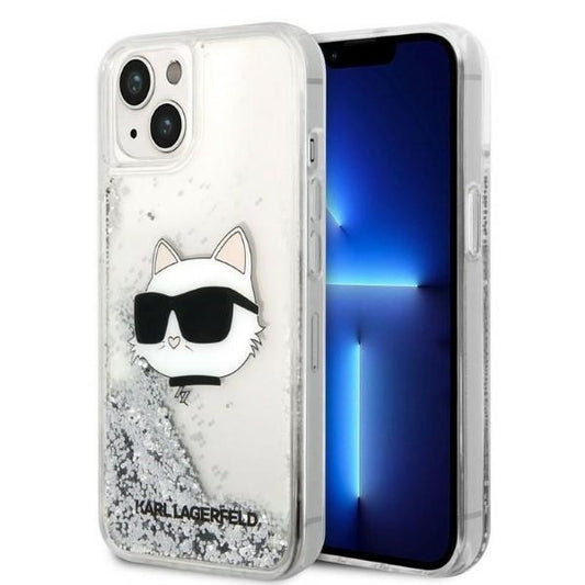 Θήκη για Apple iPhone 14 Plus, Karl Lagerfeld, Glitter Choupette's Head, Ασημί