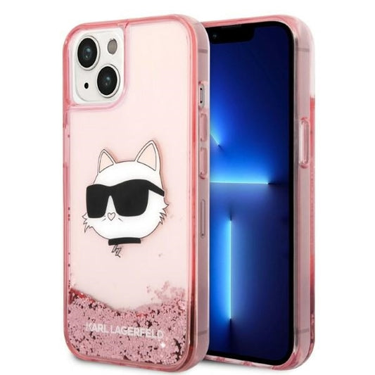 Θήκη για Apple iPhone 14 Plus, Karl Lagerfeld, Glitter Choupette's Head, Ροζ