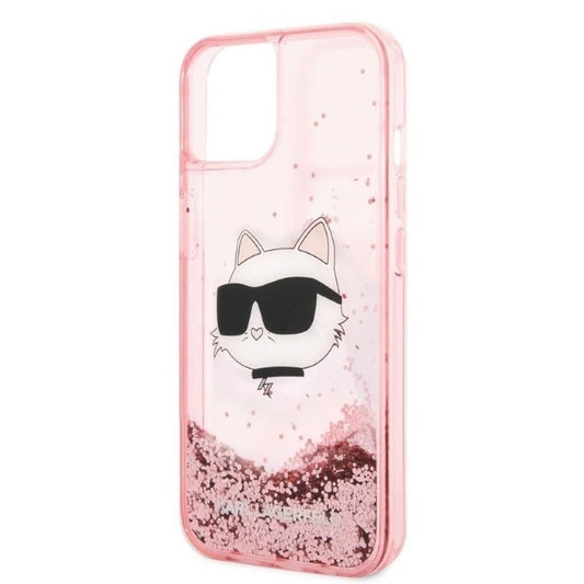 Θήκη για Apple iPhone 14 Plus, Karl Lagerfeld, Glitter Choupette's Head, Ροζ