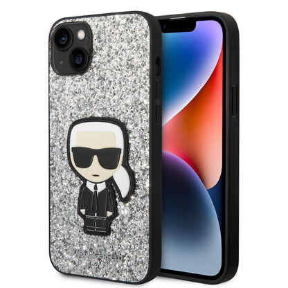Θήκη για Apple iPhone 14 Plus, Karl Lagerfeld, Glitter Flakes Ikonik Karl, Ασημί